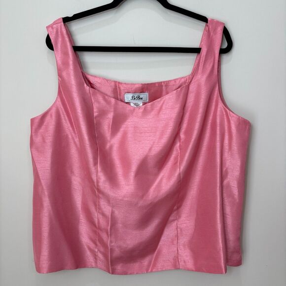 Le Bos Pastel Pink Taffeta Blazer Jacket Tank Set Women 20W Satin Church Wedding - Picture 7 of 10